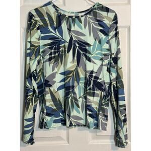 Hang Ten Women's UV Protection UPF 50+ Long Sleeve Green Palm Print, L